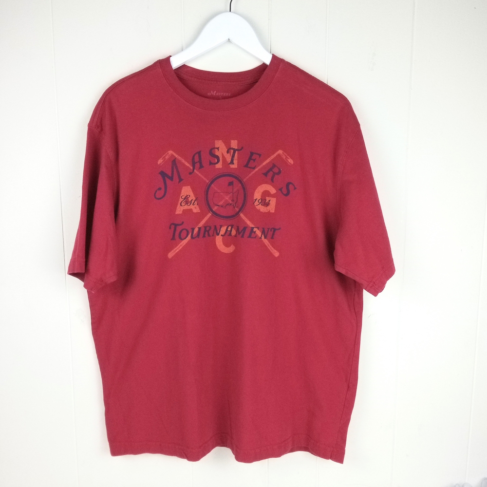 Red 'Masters Tournament' Graphic Tee Mens Size XL Short Sleeve